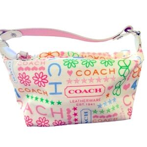 Y2K Coach Super Rare Bag Light Baby Pink Light Baby Blue Butterflies and Hearts